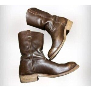Vintage 1155 Pecos Brown Cowboy Western Work Leather Boots Size 11 Mens